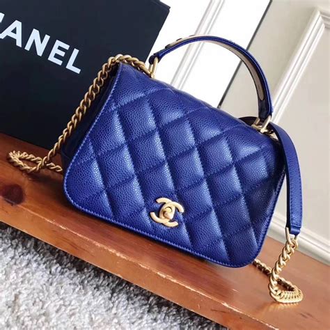 chanel carry around flap bag blue